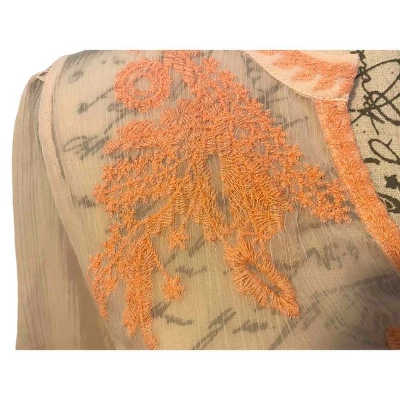 Peach Blouse with Delicate Coral inlaid stitching - Picture 10 of 16
